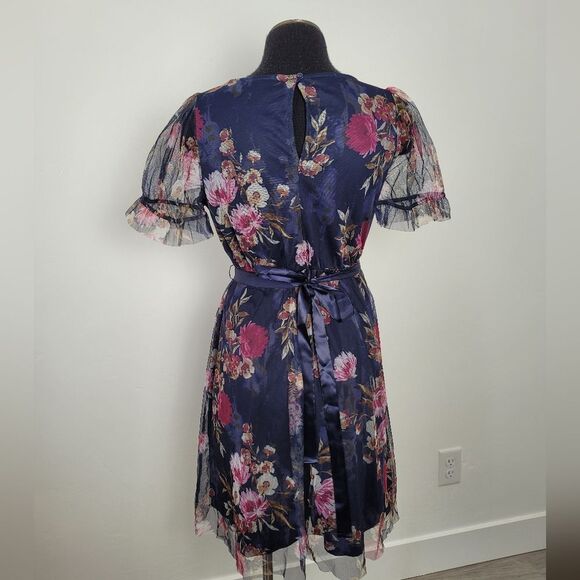 Candalite Petite Medium Floral Dress Purple Blue Dance Formal Fairy Bloomcore - Picture 5 of 11